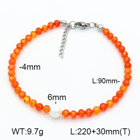 Zircon & Shell Bead  Stainless Steel Anklets  7A9000162vhha-908