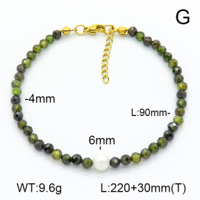 Zircon & Shell Bead  Stainless Steel Anklets  7A9000163bhia-908