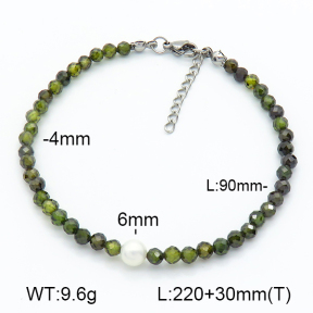 Zircon & Shell Bead  Stainless Steel Anklets  7A9000164vhha-908