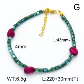 Shell & Tiger Eye  Stainless Steel Anklets  7A9000168ahjb-908