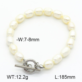 Cultured Freshwater Pearls  Stainless Steel Bracelet  7B3000120ahjb-908