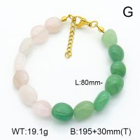 Green Aventurine & Rose Quartz  Stainless Steel Bracelet  7B4000193vhha-908