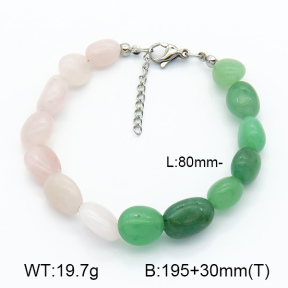 Green Aventurine & Rose Quartz  Stainless Steel Bracelet  7B4000194bhva-908