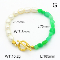 Ya'an Jade & Cultured Freshwater Pearls  Stainless Steel Bracelet  7B4000205vhkb-908