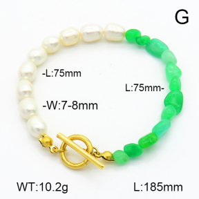 Ya'an Jade & Cultured Freshwater Pearls  Stainless Steel Bracelet  7B4000205vhkb-908