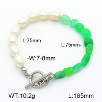Ya'an Jade & Cultured Freshwater Pearls  Stainless Steel Bracelet  7B4000206ahjb-908