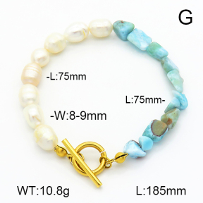 Larimar & Cultured Freshwater Pearls  Stainless Steel Bracelet  7B4000209vhmv-908