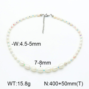 Cultured Freshwater Pearls & Glass Beads  Stainless Steel Necklace  7N3000107aivb-908