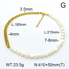 Cultured Freshwater Pearls  Stainless Steel Necklace  7N3000112aivb-908