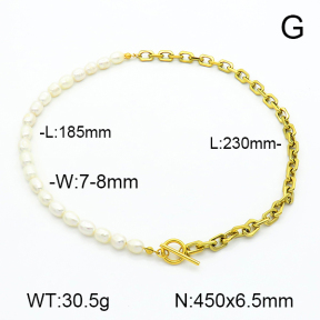 Cultured Freshwater Pearls  Stainless Steel Necklace  7N3000114ahpv-908