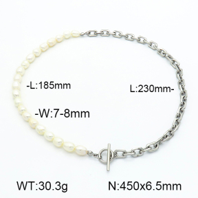 Cultured Freshwater Pearls  Stainless Steel Necklace  7N3000115vhov-908
