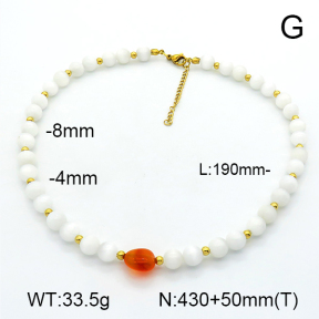 Gypsum Stones & Agate  Stainless Steel Necklace  7N4000361aiov-908