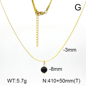 Obsidian  Stainless Steel Necklace  7N4000369bbov-908
