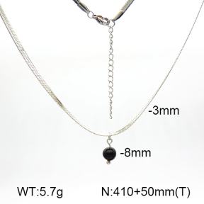 Obsidian  Stainless Steel Necklace  7N4000370vbnb-908
