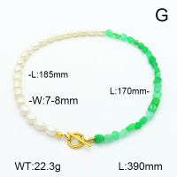 Ya\'an Jade & Cultured Freshwater Pearls  Stainless Steel Necklace  7N4000379aivb-908