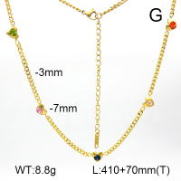 Czech Stones,Cuban Link Chains,Two Sides Faceted  Stainless Steel Necklace  7N4000385vbnb-G029