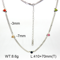 Czech Stones,Cuban Link Chains,Two Sides Faceted  Stainless Steel Necklace  7N4000386ablb-G029