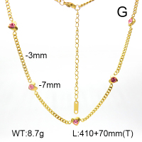Czech Stones,Cuban Link Chains,Two Sides Faceted  Stainless Steel Necklace  7N4000387vbnb-G029