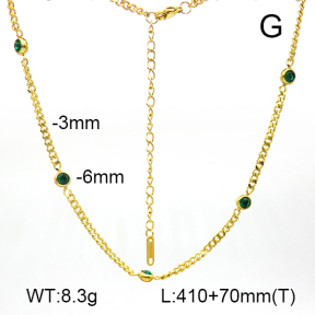 Czech Stones,Cuban Link Chains,Two Sides Faceted  Stainless Steel Necklace  7N4000389vbnb-G029