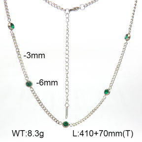 Czech Stones,Cuban Link Chains,Two Sides Faceted  Stainless Steel Necklace  7N4000390ablb-G029