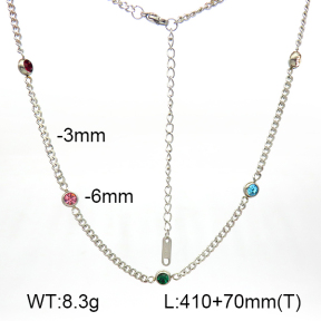 Czech Stones,Cuban Link Chains,Two Sides Faceted  Stainless Steel Necklace  7N4000392ablb-G029