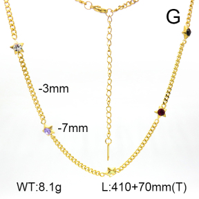 Czech Stones,Cuban Link Chains,Two Sides Faceted  Stainless Steel Necklace  7N4000395vbnb-G029