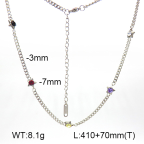 Czech Stones,Cuban Link Chains,Two Sides Faceted  Stainless Steel Necklace  7N4000396ablb-G029