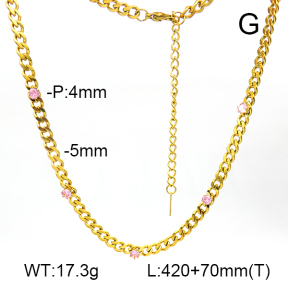 Zircon,Cuban Link Chains,Two Sides Faceted,Handmade Polished  Stainless Steel Necklace  7N4000397bhbh-G029