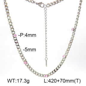 Zircon,Cuban Link Chains,Two Sides Faceted,Handmade Polished  Stainless Steel Necklace  7N4000398bbnm-G029
