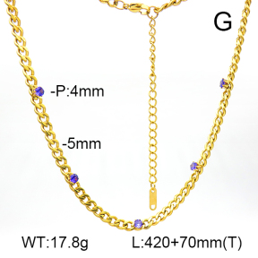 Zircon,Cuban Link Chains,Two Sides Faceted,Handmade Polished  Stainless Steel Necklace  7N4000399bhbh-G029
