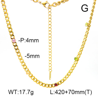 Zircon,Cuban Link Chains,Two Sides Faceted,Handmade Polished  Stainless Steel Necklace  7N4000401bhbh-G029
