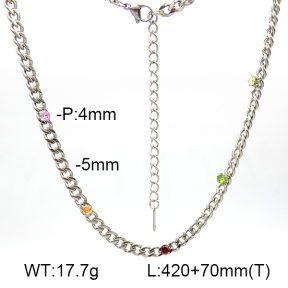 Zircon,Cuban Link Chains,Two Sides Faceted,Handmade Polished  Stainless Steel Necklace  7N4000402bbnm-G029