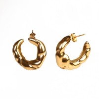 Handmade Polished  Hoop  PVD Vacuum Plating Gold  Stainless Steel Earrings  WT:20.7g  E:30mm  GEE000332vhkb-066