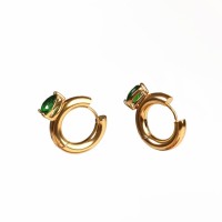 Zircon,Handmade Polished  Hoop,Drop  PVD Vacuum Plating Gold  Stainless Steel Earrings  WT:9.3g  E:20mm 9x6mm  GEE000334bhva-066