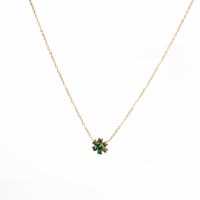 Zircon,Handmade Polished  Flower  PVD Vacuum Plating Gold  Stainless Steel Necklace  WT:2.5g  P:10mm N:400x1.5mm  GEN000456bhva-066