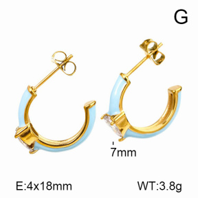 Stainless Steel Earrings  Enamel & Zircon,Handmade Polished  7E3000067bhia-066