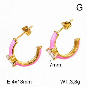 Stainless Steel Earrings  Enamel & Zircon,Handmade Polished  7E3000069bhia-066