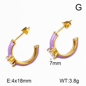 Stainless Steel Earrings  Enamel & Zircon,Handmade Polished  7E3000070bhia-066