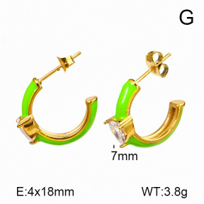 Stainless Steel Earrings  Enamel & Zircon,Handmade Polished  7E3000071bhia-066