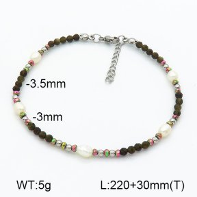 Stainless Steel Anklets  Gold Obsidian & Hematite & Cultured Freshwater Pearls  7A9000197bhia-908