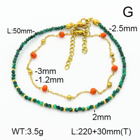 Stainless Steel Anklets  Malachite & Enamel  7A9000200vhnv-908