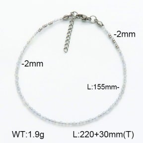 Stainless Steel Anklets  Purple Agate  7A9000203bhia-908