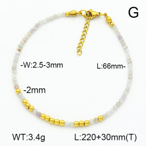 Stainless Steel Anklets  Natural Kunzite  7A9000210ahjb-908