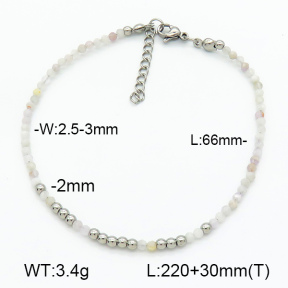 Stainless Steel Anklets  Natural Kunzite  7A9000211bhia-908