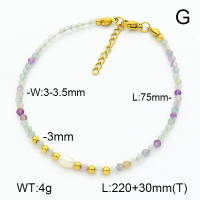 Stainless Steel Anklets  Fluorite & Cultured Freshwater Pearls  7A9000214ahjb-908