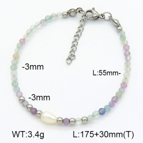 Stainless Steel Bracelet  Fluorite & Cultured Freshwater Pearls  7B4000342bhia-908