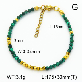 Stainless Steel Bracelet  Malachite & Hematite  7B4000347ahjb-908