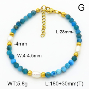 Stainless Steel Bracelet  Apatite & Cultured Freshwater Pearls  7B4000351vhkb-908