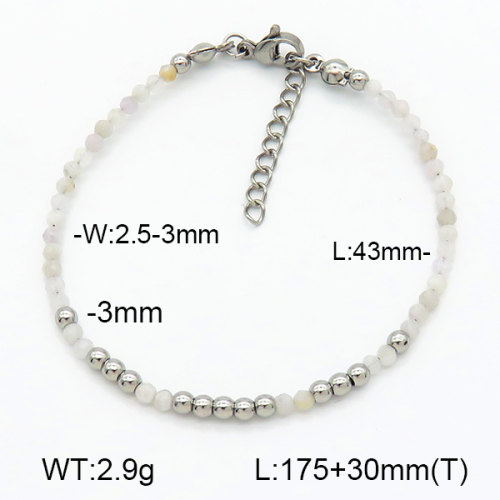 Stainless Steel Bracelet  Natural Kunzite  7B4000356bhia-908