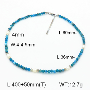 Stainless Steel Necklace  Apatite & Cultured Freshwater Pearls  7N4000412biib-908